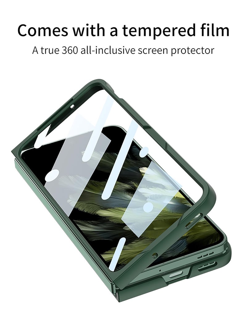 Midkart Front & Back Case Compatible with OnePlus Open/Oppo Find N3 (Release 2023) with Built-in Tempered Glass Hard PC Slim Fit Full Body and Camera Lens Protection, Green - Image 3
