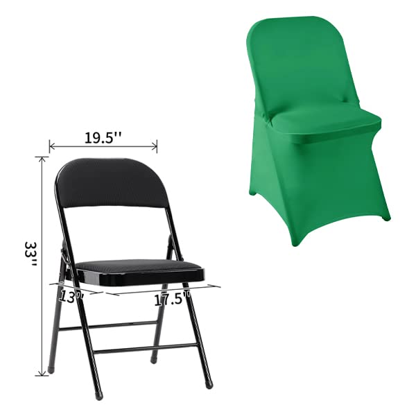 eccwai 12 PCS Waterproof Stretch Spandex Folding Chair Covers  Dining Room Chair Slipcovers Protector for Wedding  Banquet  Party  Holidays  Celebration and Decoration(Emerald) - Image 3
