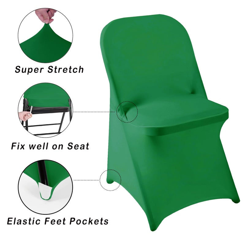 eccwai 12 PCS Waterproof Stretch Spandex Folding Chair Covers  Dining Room Chair Slipcovers Protector for Wedding  Banquet  Party  Holidays  Celebration and Decoration(Emerald) - Image 4