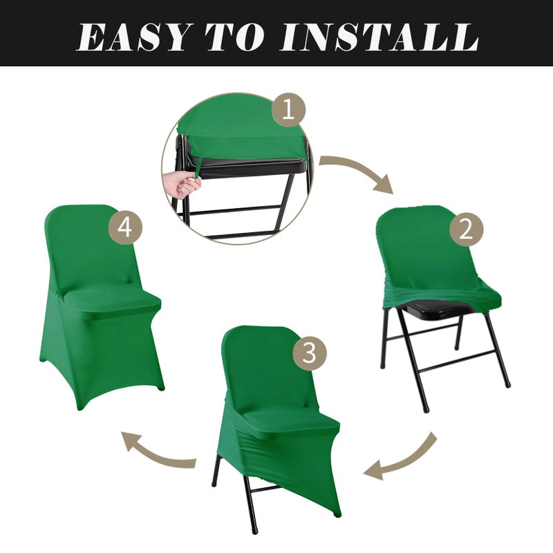 eccwai 12 PCS Waterproof Stretch Spandex Folding Chair Covers  Dining Room Chair Slipcovers Protector for Wedding  Banquet  Party  Holidays  Celebration and Decoration(Emerald) - Image 5