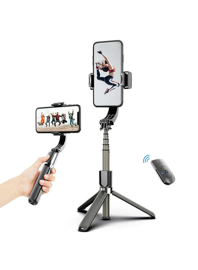 3 In 1 Phone Gimbal Stabilizer Selfie Stick Tripod With Remote Shutter Compatible With iPhone Samsung Huawei Smartphones Black  - Image 2