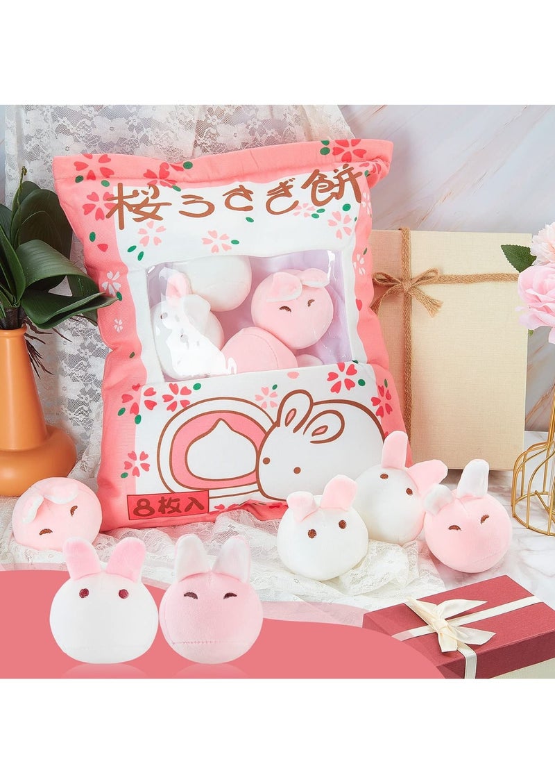 KASTWAVE Plush Pillow Kawaii Room Decor, Throw Pillow Removable Stuffed Animal Toys, Fluffy Cherry Bunnies Cats Kittens Dog Dinosaur for Creative Gifts, Teens Girls Kids (Pink, Bunny) - Image 2