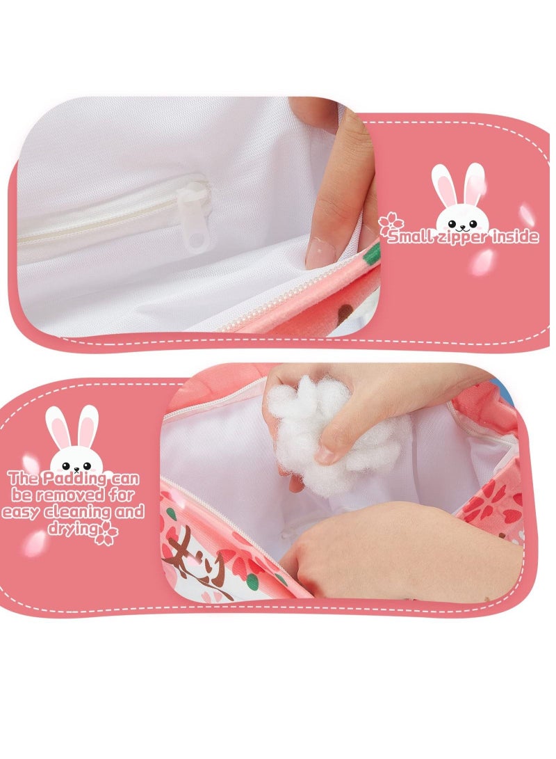 KASTWAVE Plush Pillow Kawaii Room Decor, Throw Pillow Removable Stuffed Animal Toys, Fluffy Cherry Bunnies Cats Kittens Dog Dinosaur for Creative Gifts, Teens Girls Kids (Pink, Bunny) - Image 4