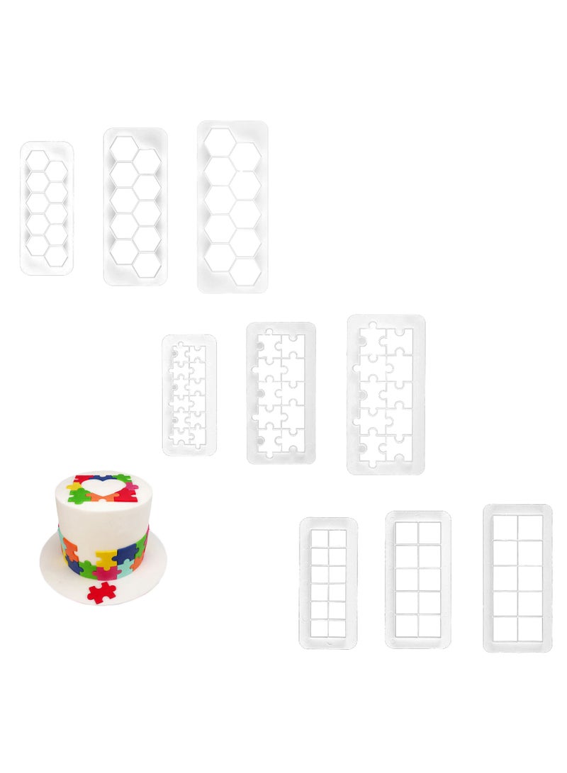 Fondant Impression Mat Texture Mat Geometric Cake Fondant Cutter Cookie Cutter Cake Decorating, Set of 9  - Image 1