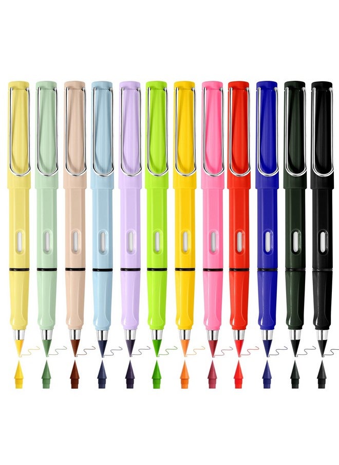 PalkSky Palksky Forever Colored Pencils 12 Count with Metal Pencils Refill Replacement 12 Pcs, Infinity Pencil Coloring, Everlasting Pencil with Eraser,  - Image 1