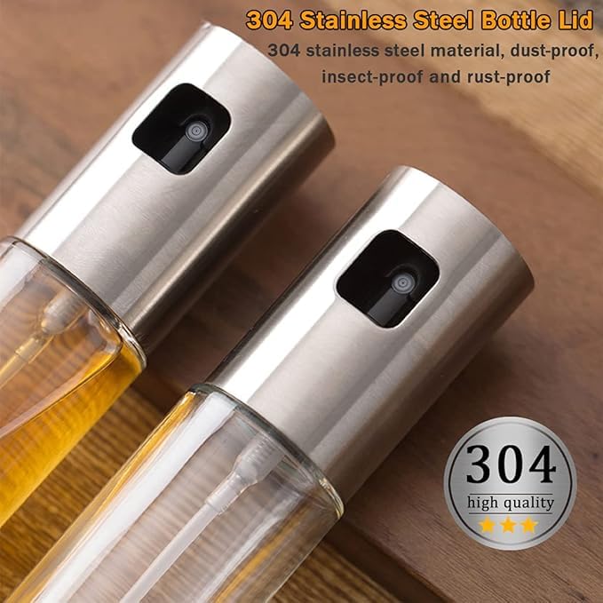 Chaher Oil Sprayer FoodGrade Stainless Steel Glass Oil Spray Bottle Vinegar Bottle Oil Dispenser LeakProof Drops Best for Cooking Oil Spray Bottle 100 ML - Image 4