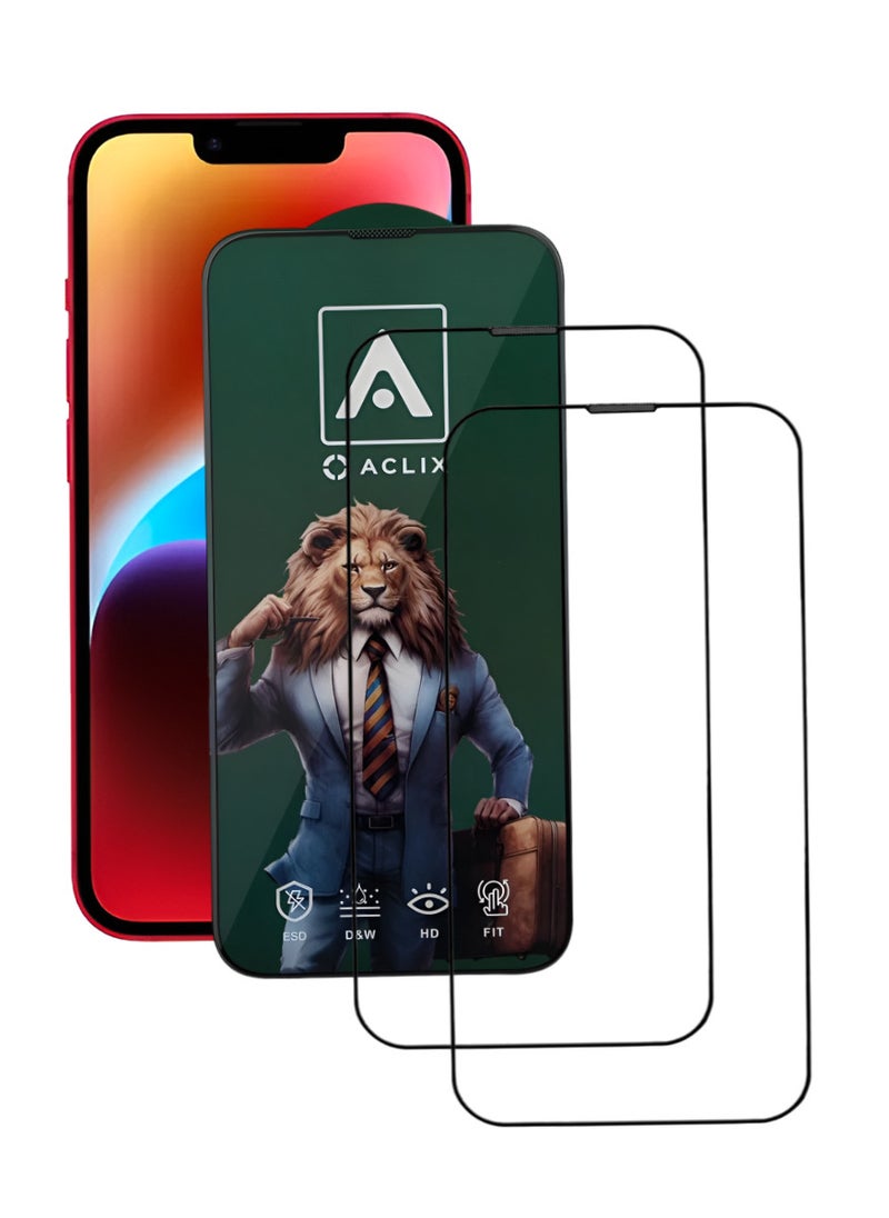 ACLIX 2 Pieces Antistatic ESD Dustproof Premium Quality High Definition Tempered Glass Screen Protector Designed For  iPhone 14 - Image 1