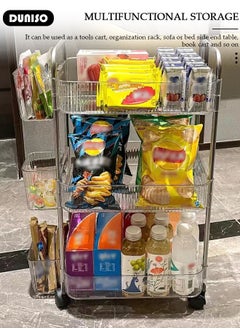 DUNISO 3-Tier Rolling Cart with Wheels, Rolling Storage Cart with Handle and Small Storage Basket, Multifunction Storage Trolley, Service Cart, Utility Shelves Cart for Living Room Kitchen Bathroom Office  - Image 5