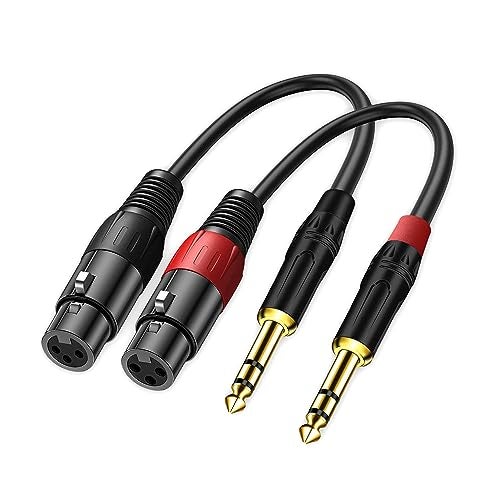 LanSenSu XLR to 1/4 TRS Stereo Adapter,XLR Female to 1/4 Inch (6.35mm) Stereo Balanced Microphone Stereo Audio Converter AdapterCable 2Pack- 11.8inch - Image 1