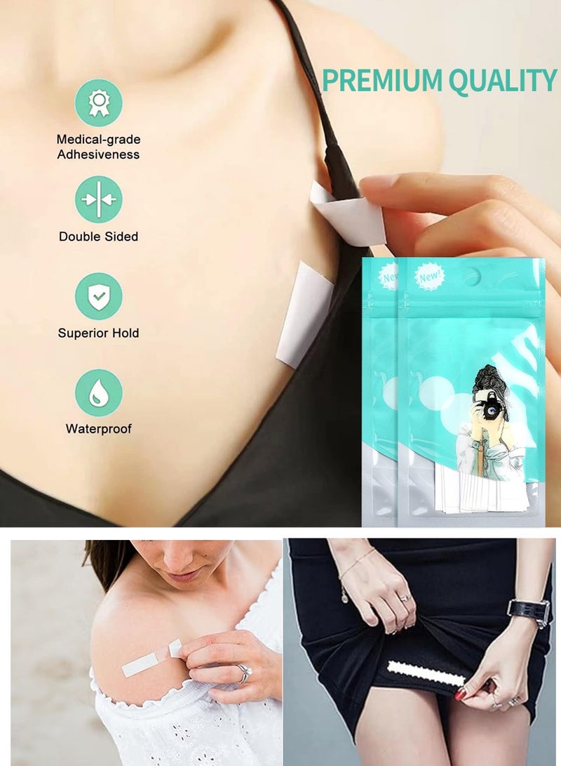 BEIRUI 72 Strips Double Sided Tape for Clothes Body Strength Tape Adhesive on Skin and Fabrics Clear Tape for All Skin Tones and Fabrics - Image 2