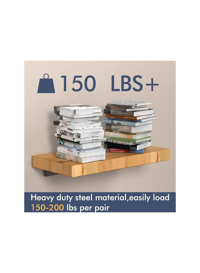 The Bros The Bros Floating Shelf Brackets, 6 Pack Heavy Duty Shelf Brackets with Install Screws, Metal Wall Mount L Shaped Shelves Support, Floating Metal Shelf Brackets with 5mm Thick and 150 lb Load Capacity  - Image 5