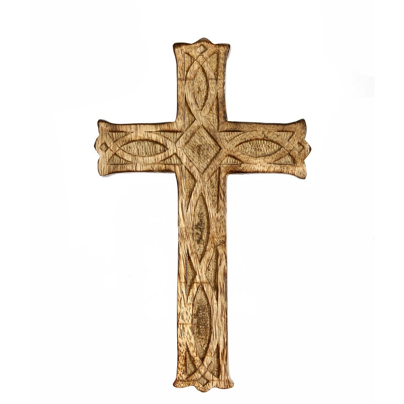 Hosley صليب خشبي من هوسلي بطول 8 بوصات منحوت يدويًا هدية مثالية أو زينة للمنزل حفلات الزفاف الحفلات السبا التأمل المكتب المنزلي السبا السكن الجامعي O4