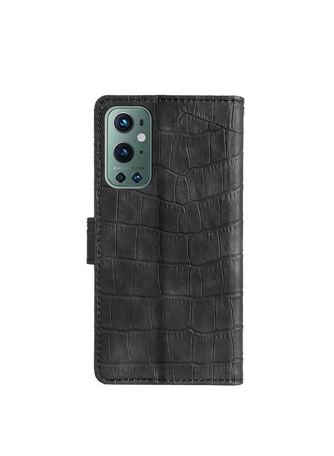 إيروريكس جراب لهاتف OnePlus 9 Pro مصنوع من جلد البولي يوريثان بملمس جلد التمساح مع مشبك مغناطيسي وغطاء قابل للطي أفقيًا مع حامل وفتحات للبطاقات ومحفظة - Image 3