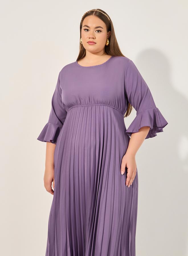 ستايلي فستان بأكمام مكشكشة مطوية - Image 3