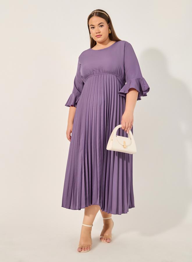 ستايلي فستان بأكمام مكشكشة مطوية - Image 1