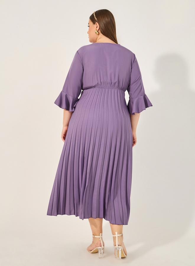 ستايلي فستان بأكمام مكشكشة مطوية - Image 5