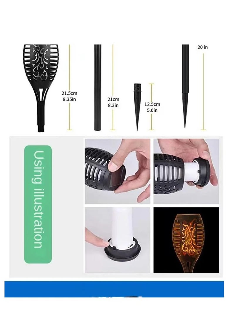 Generic 6-Pieces Solar Torch Lights With Flickering Flame Fire Effect Garden Light Auto On OR Off Dust To Dawn Outdoor Waterproof Landscape Decoration Solar Powered Security Torch Light  - Image 2