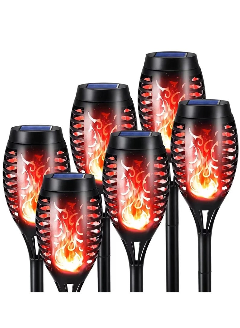 Generic 6-Pieces Solar Torch Lights With Flickering Flame Fire Effect Garden Light Auto On OR Off Dust To Dawn Outdoor Waterproof Landscape Decoration Solar Powered Security Torch Light  - Image 1