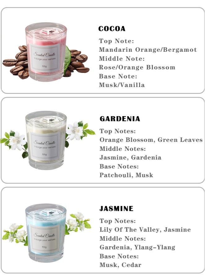 بداية مثالية مجموعة من 3 شموع معطرة للمنزل، صويا طبيعية للمنزل معطرة، وقت احتراق 50 ساعة، هدية لتخفيف التوتر، التأمل، اليوجا، السبا المريح، شمعة عطرية للرجال والنساء، أبيض حليبي - Image 2