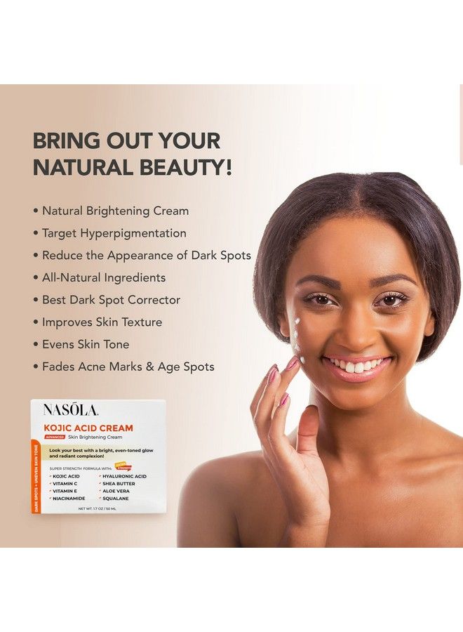 Nasola كريم حمض الكوجيك لتفتيح البشرة وإزالة البقع الداكنة من الوجه والجسم للنساء والرجال تحت الإبطين وإزالة التصبغات وتوحيد لون البشرة - Image 4