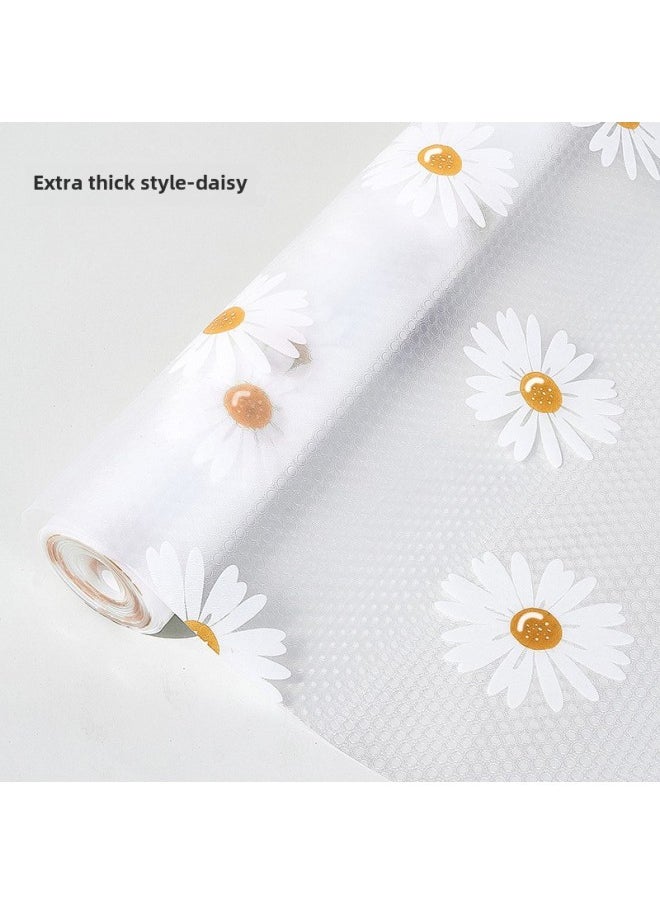 Generic Wholesale EVA Drawer Mat Cabinet Pad Paper Thickened Moisture-proof Pad Shoes Cabinet Wardrobe Waterproof Oil-proof Kitchen Cabinet Pad Transparent-Color:Thickened Flat Dot Pattern-daisy-Specifications:0.6* 5m  - Image 1