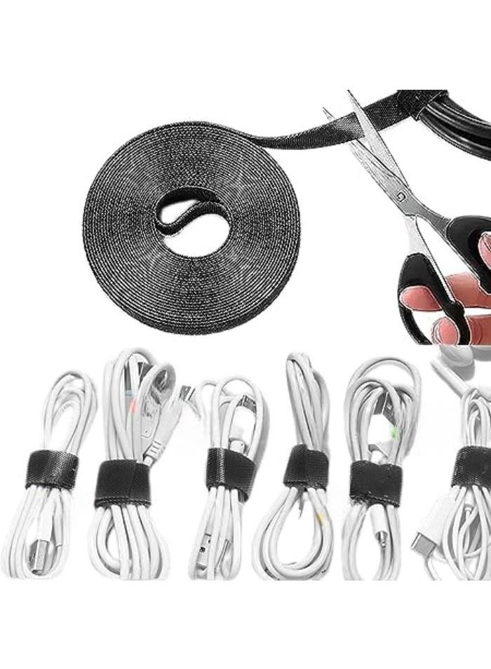Generic Velcro Tape Roll - 2.5mm wide x 5m long - Double Sided Heavy Duty Nylon Reusable Tape Adjustable Cable Wrap Cord Organizer - Black  - Image 1