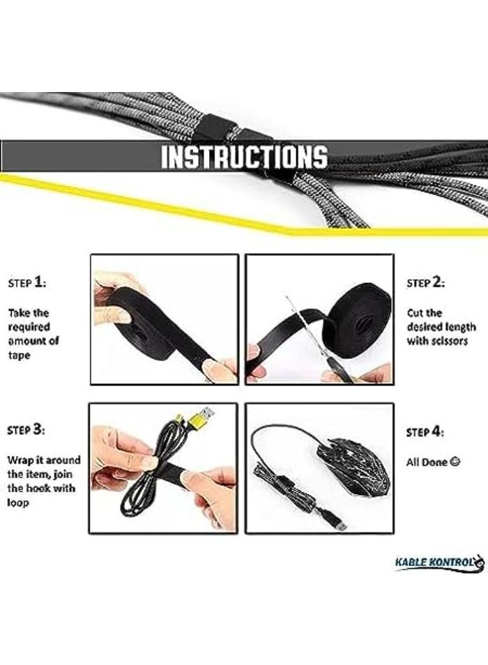 Generic Velcro Tape Roll - 2.5mm wide x 5m long - Double Sided Heavy Duty Nylon Reusable Tape Adjustable Cable Wrap Cord Organizer - Black  - Image 5