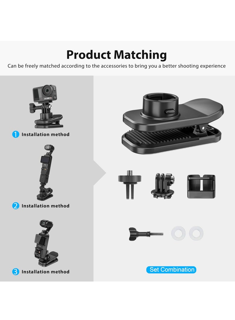 كابتن تيك Accessories Kit for DJI OSMO Pocket 3 360° Rotation Backpack Clip Mount Shoulder Strap Accessories Multifunctional magnetic backpack clip for camera for DJI Pocket 3 OSMO Pockt Action Cameras - Image 3