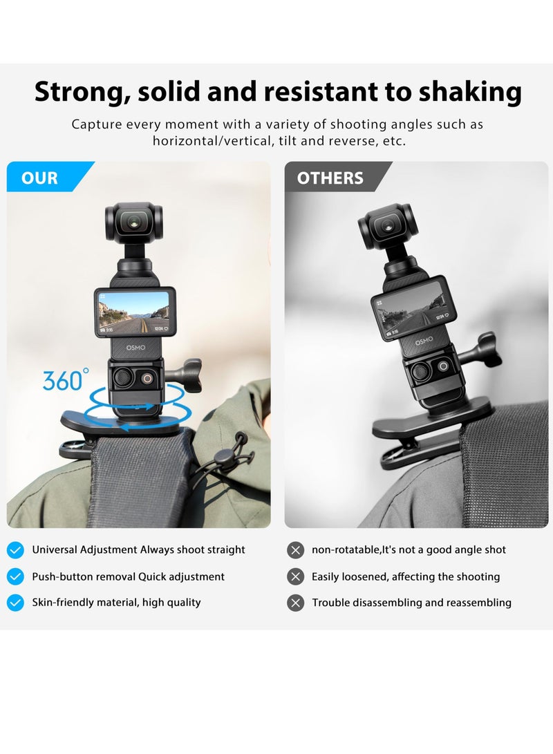 كابتن تيك Accessories Kit for DJI OSMO Pocket 3 360° Rotation Backpack Clip Mount Shoulder Strap Accessories Multifunctional magnetic backpack clip for camera for DJI Pocket 3 OSMO Pockt Action Cameras - Image 5