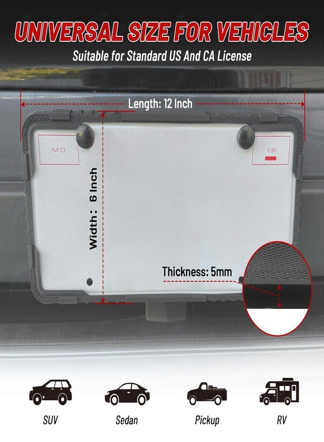 RED WOLF إطار لوحة ترخيص سيليكون من ريد وولف مع طقم براغي مضاد للسرقة، حامل لوحة ترخيص سيارة ببراغي من الفولاذ المقاوم للصدأ M6 بدون عوائق، مضاد للاهتزاز، مقاوم للصدأ، آمن، مناسب لجميع أنواع السيارات، بما في ذلك سيارات البيك أب وسيارات الدفع الرباعي والمركبات الترفيهية. - Image 2