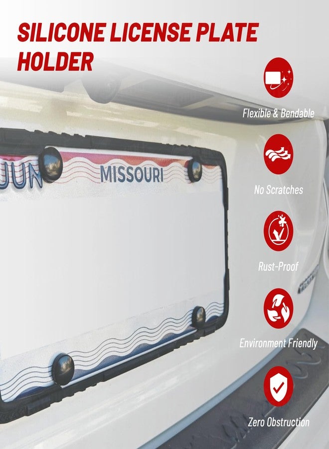 RED WOLF إطار لوحة ترخيص سيليكون من ريد وولف مع طقم براغي مضاد للسرقة، حامل لوحة ترخيص سيارة ببراغي من الفولاذ المقاوم للصدأ M6 بدون عوائق، مضاد للاهتزاز، مقاوم للصدأ، آمن، مناسب لجميع أنواع السيارات، بما في ذلك سيارات البيك أب وسيارات الدفع الرباعي والمركبات الترفيهية. - Image 3