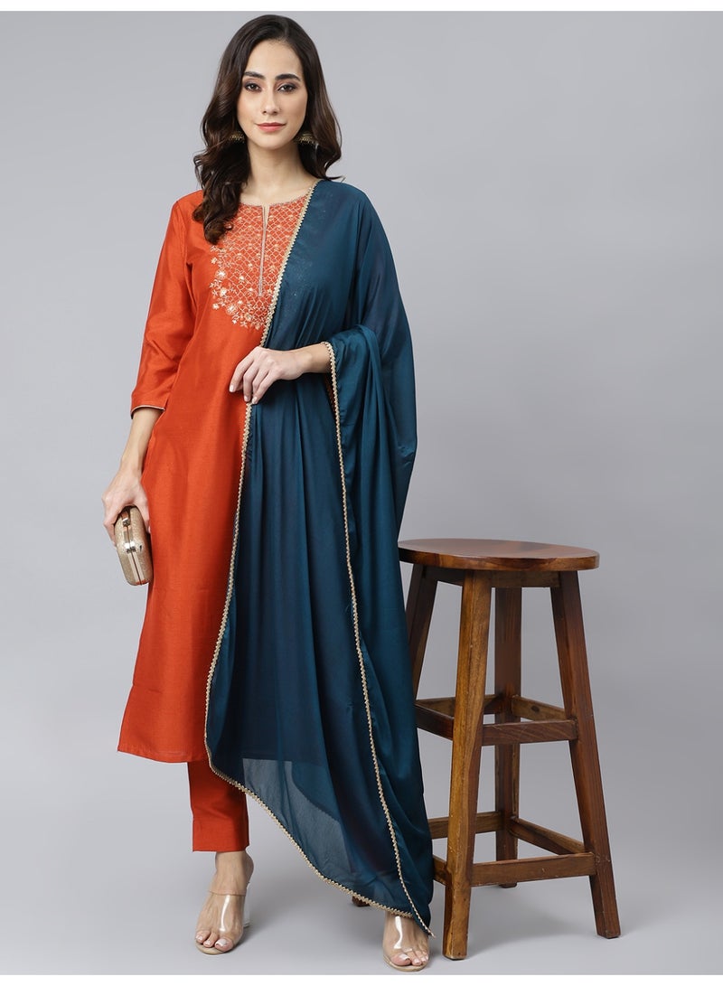 Miss Noor Indian Women Ethnic Ziya Kurta And Pant Set With Dupatta  - Image 1
