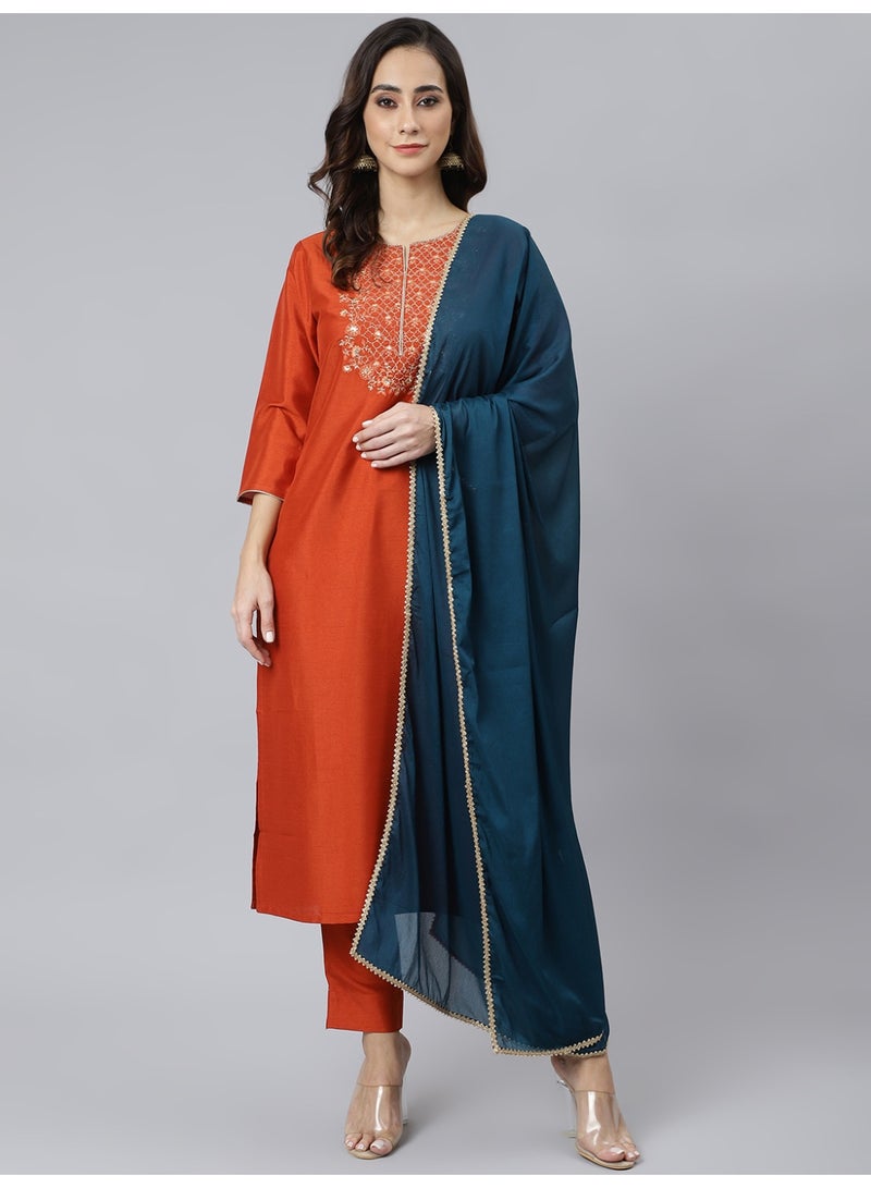 Miss Noor Indian Women Ethnic Ziya Kurta And Pant Set With Dupatta  - Image 2