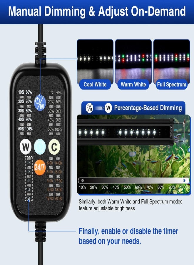 fishkeeper Aquarium Light,LED Fish Tank Lights with Auto Time Sync & 24/7, IP68 Waterproof Extendable Bracket DIY Full Sprctrum Aquarium Plant Lights with Timer/Dimming, Memory Function for 12-18 inch - Image 3