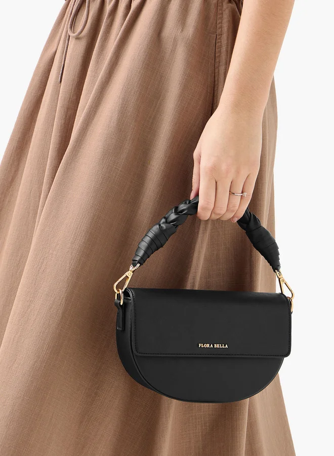 Flora Bella By Shoexpress Solid Crossbody Bag with Detachable Strap and Flap Closure