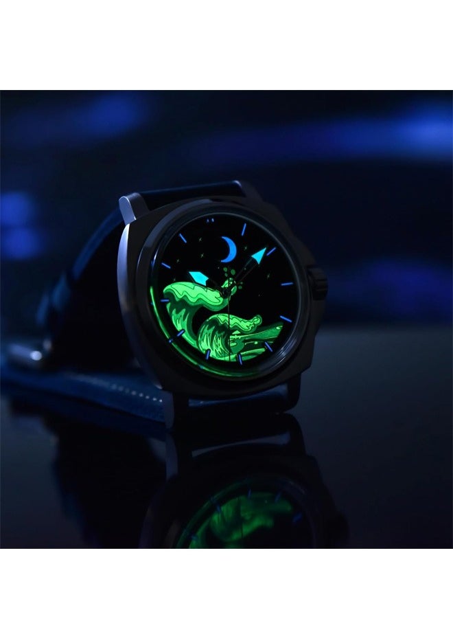 PAGANI DESIGN - Men's Automatic Mechanical Watches NH35 Movement Imported From Japan, Luminous Dial, Sports Waterproof, Classic Retro Leather Blue Strap, Gold Dial - Image 1