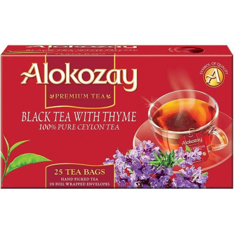 Alokozay Premium Black Tea With Thyme In Individually Foil Wrapped Envelopes- 25 Tea Bags