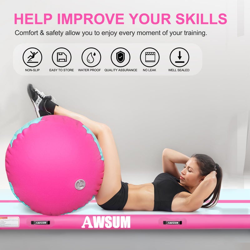 AWSUM Gymnastics Tumbling Equipment Barrel Inflatable Air Roller Thicken Octagon Mat back Handspring Trainer for Cheerleading Training Home Use, Without pump - Image 4