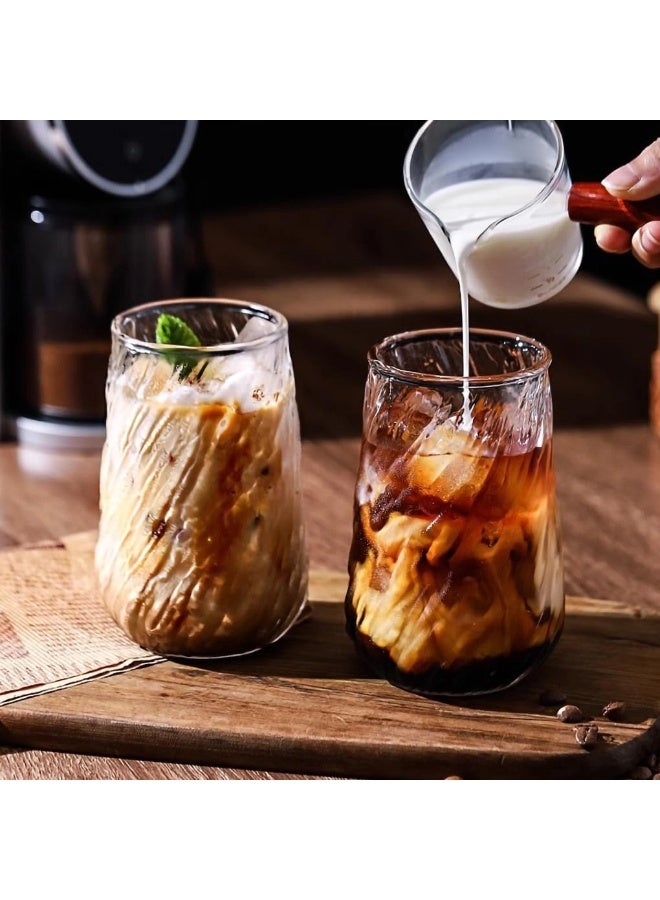 شيبشيب أكواب زجاجية شفافة بتصميم عتيق، كوب قهوة شفاف للماء والعصير والشاي والمشروبات والحليب، بقياس 6.5 × 6.5 × 12 سم - Image 5