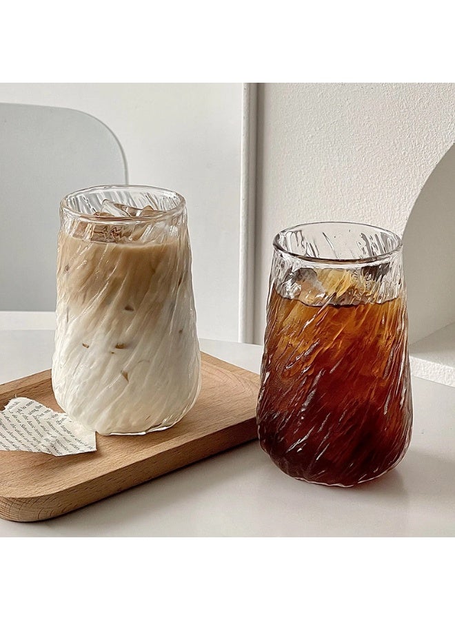 شيبشيب أكواب زجاجية شفافة بتصميم عتيق، كوب قهوة شفاف للماء والعصير والشاي والمشروبات والحليب، بقياس 6.5 × 6.5 × 12 سم - Image 4