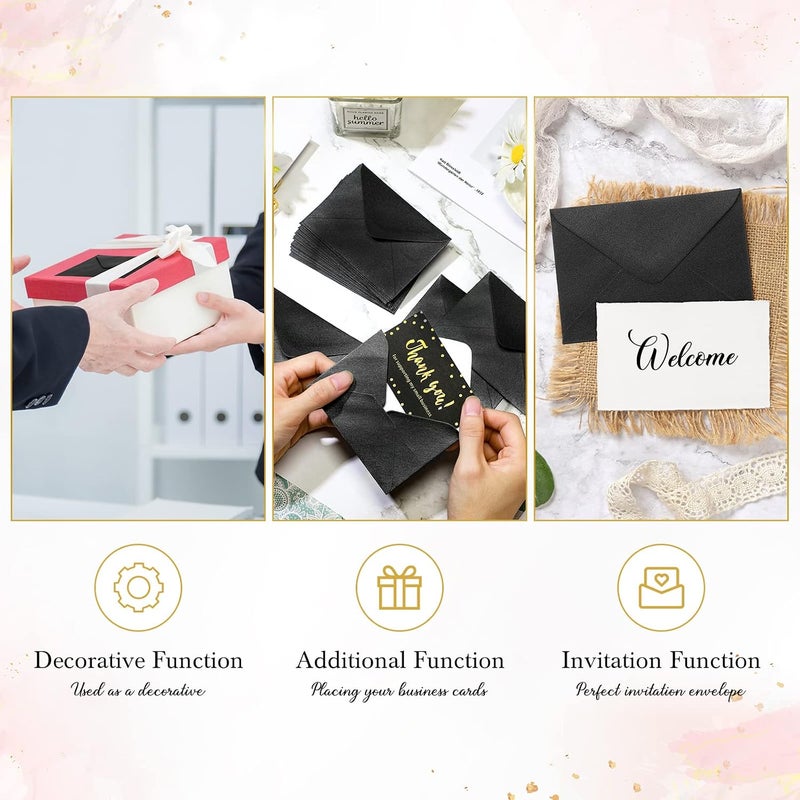 Yahenda 200 Count Black Mini Gift Card Envelopes Bulk Wedding Pocket Small Business Paper Envelopes Gift Card Sleeves Greeting Tiny Pocket 4 x 2.7 Inch for Graduation Engagement Birthdays Banquets - Image 4