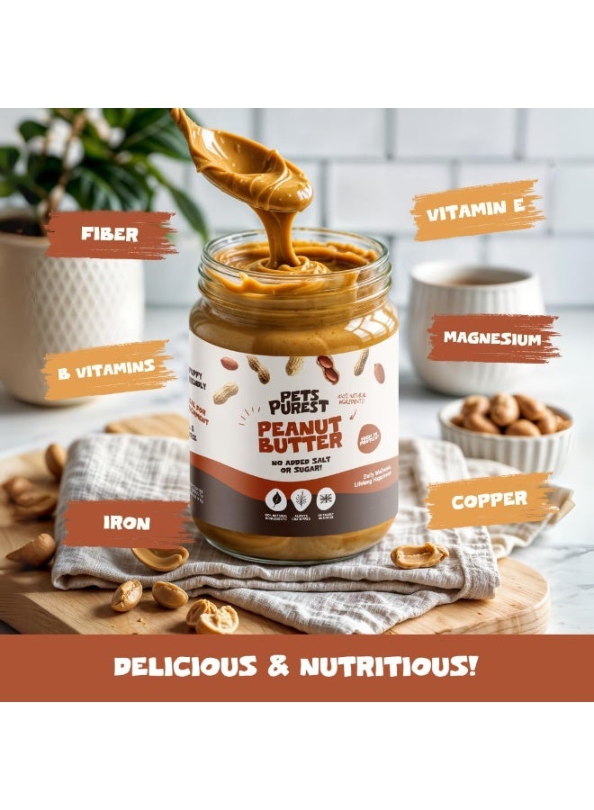 Pets Purest Dog Peanut Butter - 100% Natural Peanut Butter For Dogs & Puppy. Healthy Source of Protein Dog Treat Paste 340g - Free From Palm Oil, Xylitol, Salt, Wheat & Gluten. No Added Sugar - Image 4