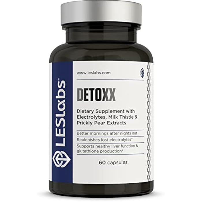 LES Labs DeToxx – Better Mornings & Recovery, Liver Support, Electrolyte Replenishment & Glutathione Support – Prickly Pear, Milk Thistle & NAC – Non-GMO Supplement – 60 Capsules - Image 1