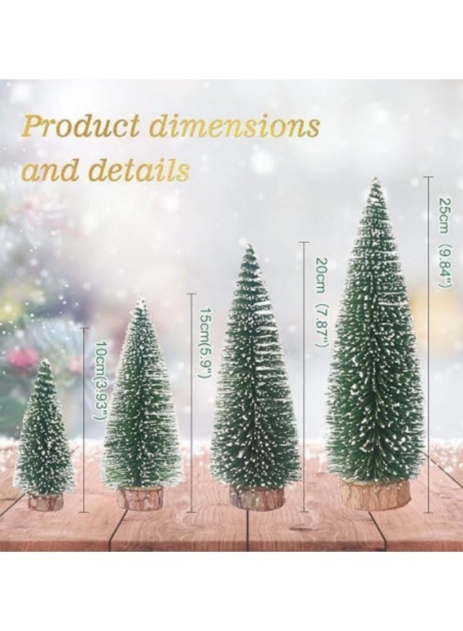 جيجيرو زينة الطاولة بأضواء شجرة الصنوبر الصغيرة، 4 أحجام من شجرة الصنوبر الصغيرة الاصطناعية ذات القواعد الخشبية - Image 4