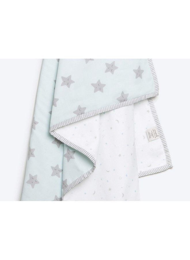 Masilo Organic Cotton Mulmul Dohar Blanket Crib Cot Light & Soft Summer Ac Blanketbabies 0 To 3 Yearsstar Blue  - Image 1