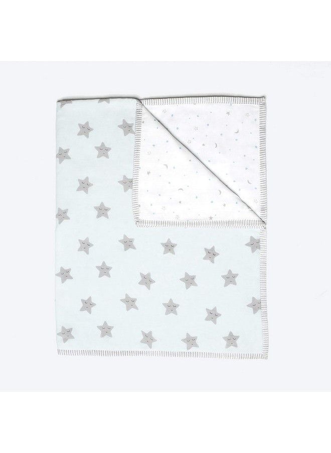 Masilo Organic Cotton Mulmul Dohar Blanket Crib Cot Light & Soft Summer Ac Blanketbabies 0 To 3 Yearsstar Blue  - Image 3