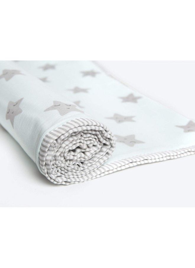 Masilo Organic Cotton Mulmul Dohar Blanket Crib Cot Light & Soft Summer Ac Blanketbabies 0 To 3 Yearsstar Blue  - Image 4