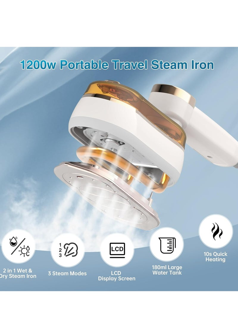 جوي لينك مكواة بخار محمولة للسفر للملابس مزودة بشاشة LED، مكواة بخار محمولة للملابس مع شاشة LED، مكواة بخار جافة ورطبة 2 في 1، قاعدة قاعدة من السيراميك، مقبض دوار 180 درجة، خزان ماء بسعة 180 مل، مكواة بخار للملابس للمنزل، للسفر - Image 2