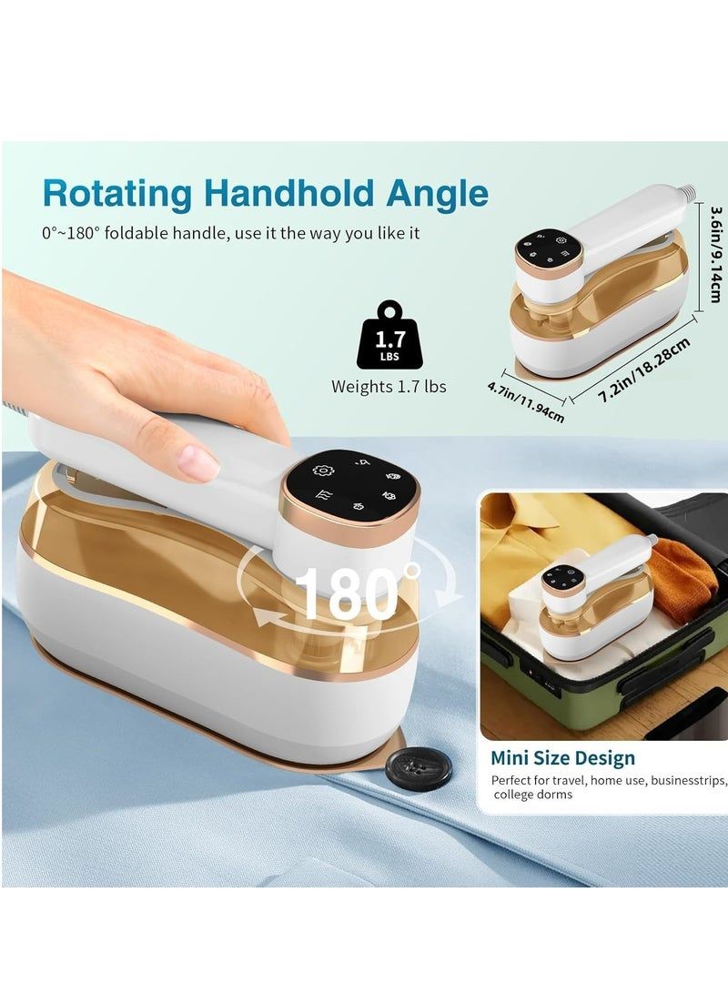 جوي لينك مكواة بخار محمولة للسفر للملابس مزودة بشاشة LED، مكواة بخار محمولة للملابس مع شاشة LED، مكواة بخار جافة ورطبة 2 في 1، قاعدة قاعدة من السيراميك، مقبض دوار 180 درجة، خزان ماء بسعة 180 مل، مكواة بخار للملابس للمنزل، للسفر - Image 5
