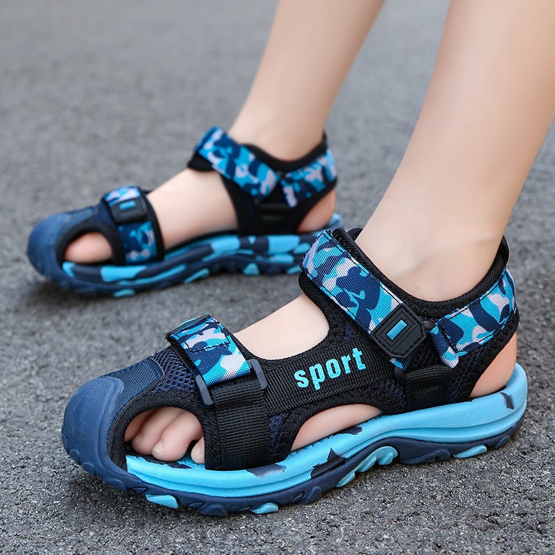 028 Children's Sandals Beach Shoes Summer Outdoor Sports Leisure Baotou Camouflage Velcro Large and Medium-sized Children's Shoes for Boys - Image 1
